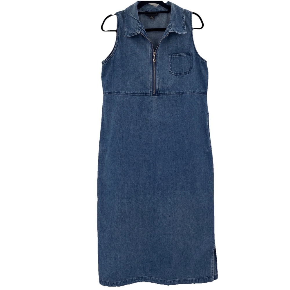 Excitation‎ Denim Dress Large Blue Midi Sleeveless Jumper Retro Inspired 90s Y2K